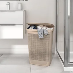 Panier à linge beige Linen l.46.3 x H.59.5 x P.36.3 cm SENSEA