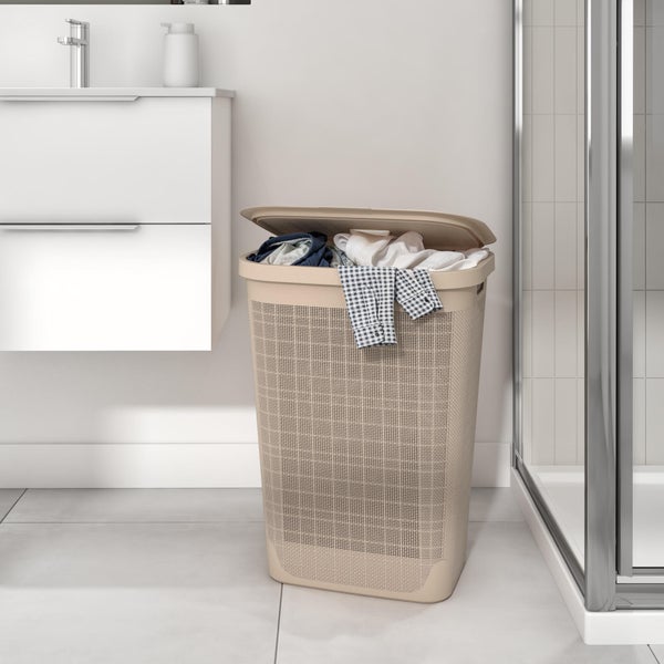 Panier à linge beige Linen l.46.3 x H.59.5 x P.36.3 cm SENSEA