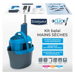 Balai à plat + seau gradué 2 compartiments + essoreur kit mains sèches