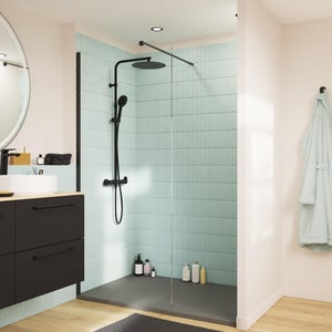 Paroi douche italienne Remix 70/140cm noir kit SENDEA