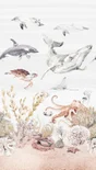 Papier peint intisse panoramique motif sealife multicolore