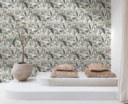 Papier peint vinyle intisse matisse tropical gris