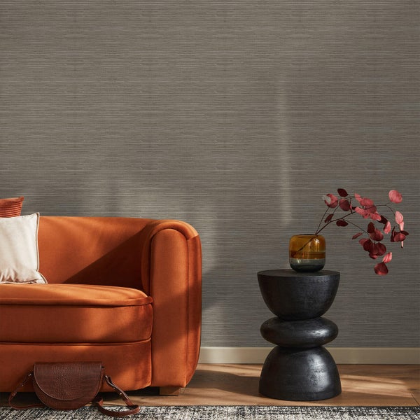 Papier peint intissé Effet paille orientale beige
