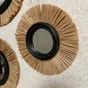 Miroir ethnique diamètre 17 cm raffia