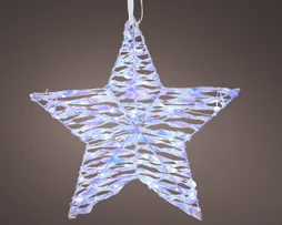 Décoration noël intérieur étoile 20 microled blanc froid à pile h.28cm