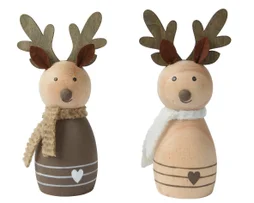 Décoration noël à suspendre cerf peuplier/jute et brun/blond d.3,5cm h10,5