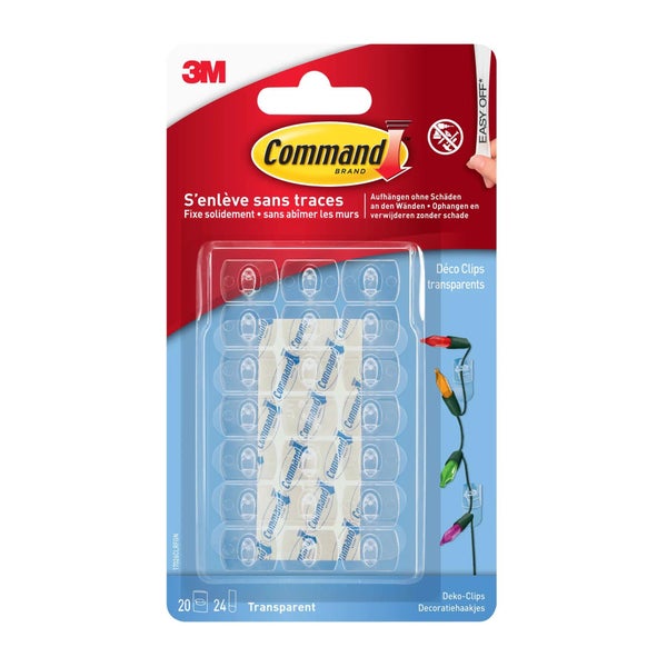 Lot de 20 crochets adhésifs COMMAND incolore / transparent