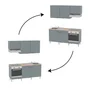 Cuisine équipée Eleki gris, 6 meubles avec électroménager, L180 x H217 x P58 cm