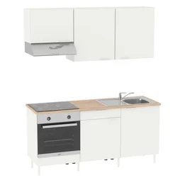 Cuisine équipée Eleki blanc, 6 meubles avec électroménager, L180 x H217 x P58 cm