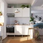 Cuisine équipée Eleki blanc, 6 meubles avec électroménager, L180 x H217 x P58 cm