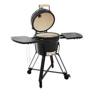 Barbecue Kamado céramique charbon, NATERIAL Little Drago, noir, diam.34 cm, avec housse