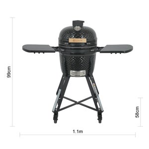 Barbecue Kamado céramique charbon, NATERIAL Little Drago, noir, diam.34 cm, avec housse