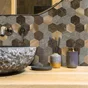 Credence adhesive wall tiles premium hexagone brun 29,7x29,2 d-c-fix