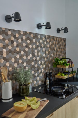 Credence adhesive wall tiles premium hexagone brun 29,7x29,2 d-c-fix