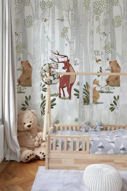 Papier peint panoramique Animal kingdom multicolore l.159 x H.280 cm