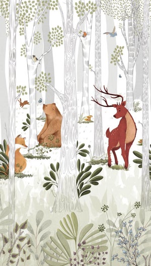 Papier peint panoramique Animal kingdom multicolore l.159 x H.280 cm