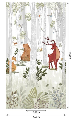 Papier peint panoramique Animal kingdom multicolore l.159 x H.280 cm
