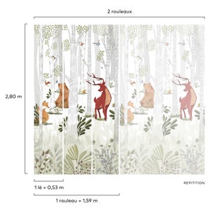 Papier peint panoramique Animal kingdom multicolore l.159 x H.280 cm