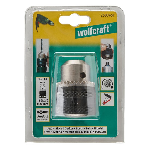 Mandrin À Clé Cylindrique Wolfcraft 2603000, Diam.13 Mm