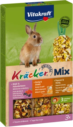 Lot de 3 friandises lapin nain kracker trio-mix epeautre fruit miel VITAKRAFT