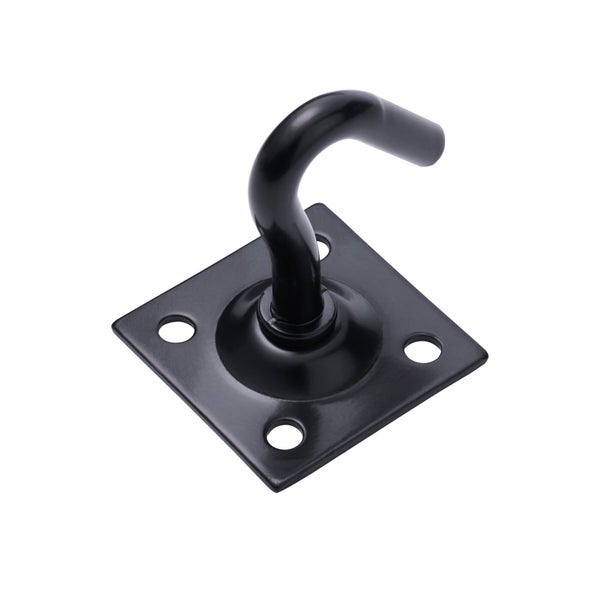 Platine à crochet fixe acier noir diamètre 8mm 45x45mm, STANDERS