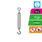 Tendeur œil + crochet inox a2 75kg pour câble diamètre 4mm, STANDERS