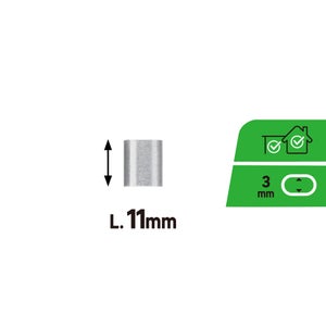 Manchon ovale aluminium pour câble diamètre 3mm x6