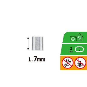 Manchon ovale aluminium pour câble diamètre 2mm x8