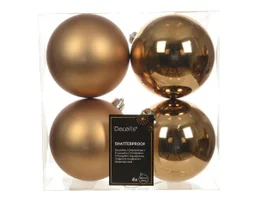 Lot de 4 boules de noël plastique d.10cm brillant/mat brun noix de pécan