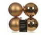 Lot de 4 boules de noël plastique d.10cm brillant/mat brun noix de pécan