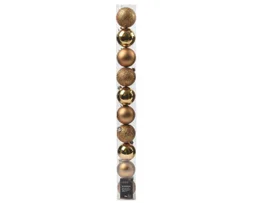 Lot de 10 boules de noël plastique d.6cm brillant/mat brun noix de pécan