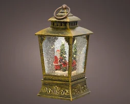 Décoration noël lanterne arroseur neige 2led animé à pile h.24cm