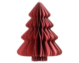 Décoration noël à suspendre papier sapin h.15cm d.11 rouge