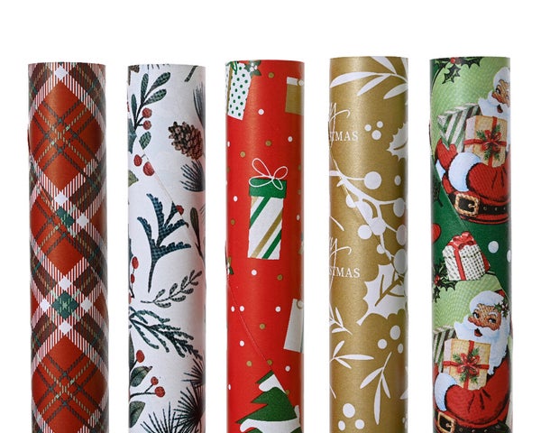 Papier cadeau 5 designs Noël assortis traditionnels 2m