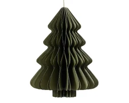 Décoration noël à suspendre papier sapin h.15cm d.11 vert