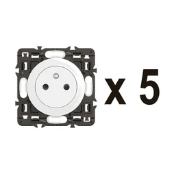 Lot de 5 prises avec terre, à assembler, LEGRAND Celiane, blanc