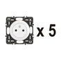 Lot de 5 prises avec terre, à assembler, LEGRAND Celiane, blanc