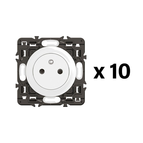 Lot de 10 prises avec terre, à assembler, LEGRAND Céliane, blanc