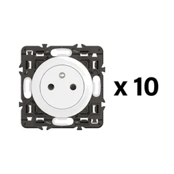 Lot de 10 prises avec terre, à assembler, LEGRAND Céliane, blanc