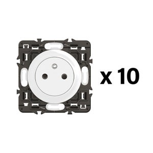 Lot de 10 prises avec terre, à assembler, LEGRAND Céliane, blanc