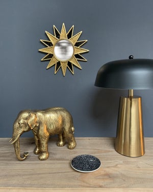 Miroir soleil noir et doré diam.28cm