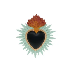 Décoration murale ex-voto cœur coloré noir 10x11,2cm