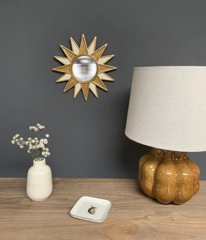 Miroir soleil blanc et doré diam.28cm
