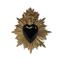 Décoration murale ex-voto coeur noir 15x17cm
