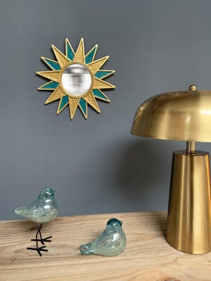 Miroir soleil bleu et doré diam.28cm