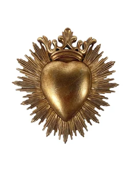 Décoration murale ex-voto cœur couronne 17,6x18cm