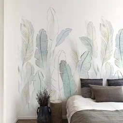 Papier peint panoramique Scarlet vert céladon l.159 x H.280 cm