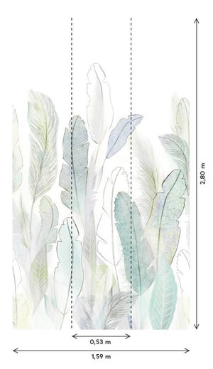 Papier peint panoramique Scarlet vert céladon l.159 x H.280 cm