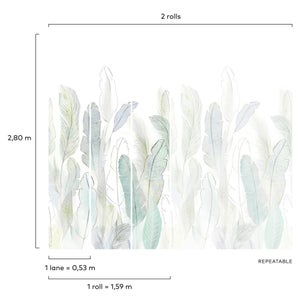 Papier peint panoramique Scarlet vert céladon l.159 x H.280 cm