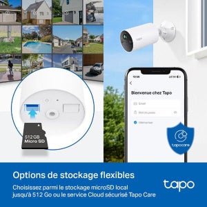 Camera exterieure avec panneau solaire tc82 tapo blanc